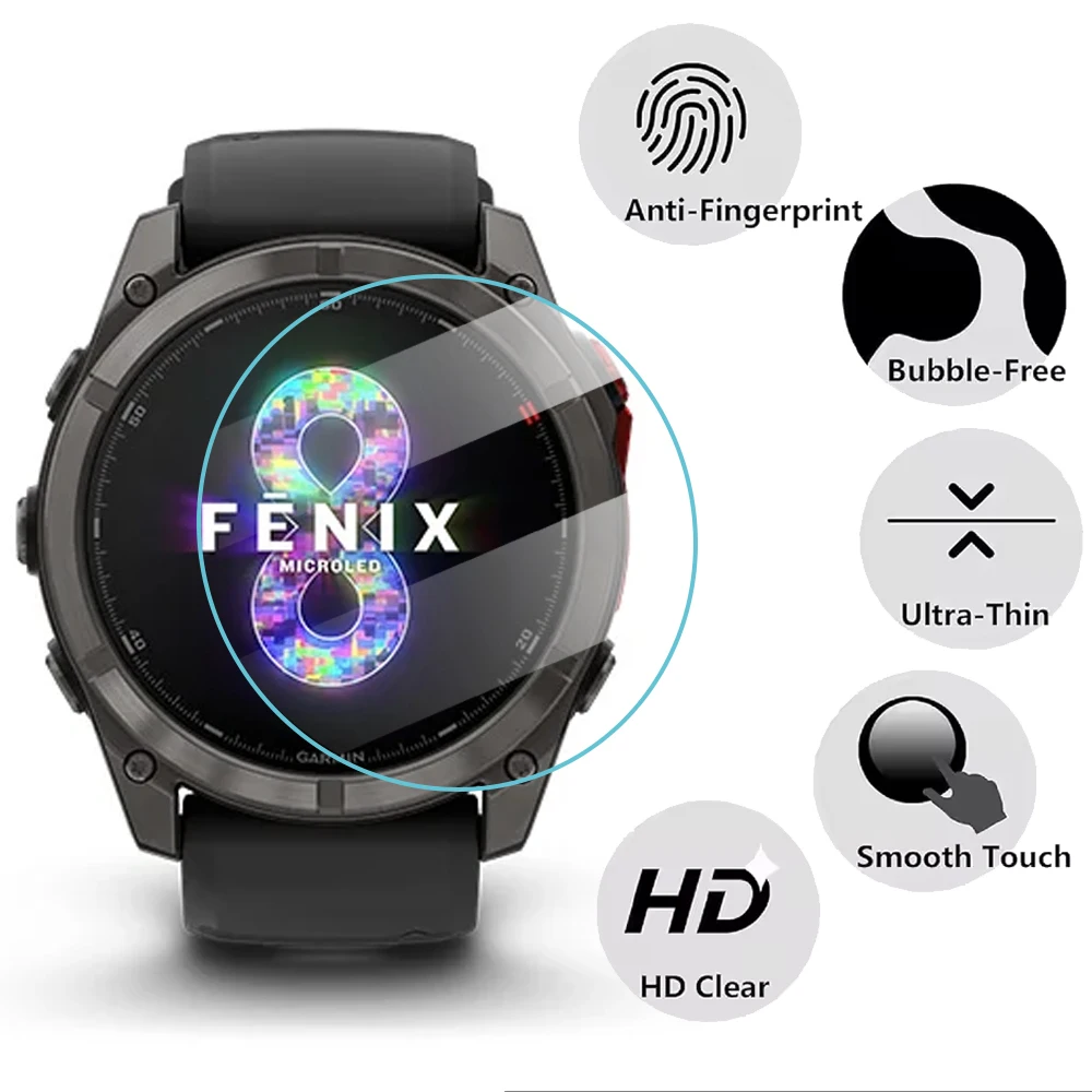 3PCS 9H Tempered Glass For Garmin Fenix 8 7X 6X 7 6 7S 6S 5 5S Solar AMOLED Screen Protector Glass Anti-scratch Film Accessories