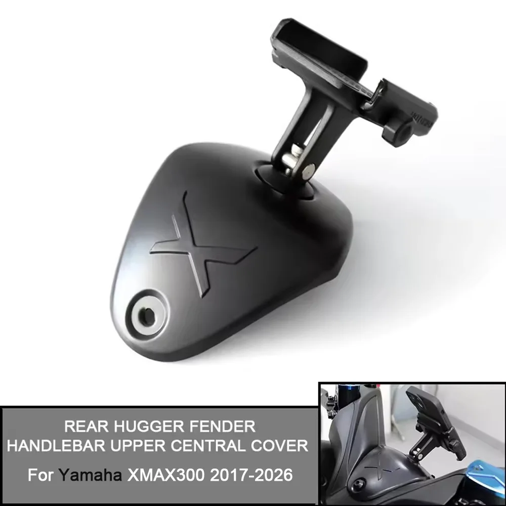 

Carbon Fiber Rear Hugger Fender Handlebar Upper Faucet Cover Shell+Phone Holder For Yamaha XMAX300 2017-2026 2025 2023 2022 2018