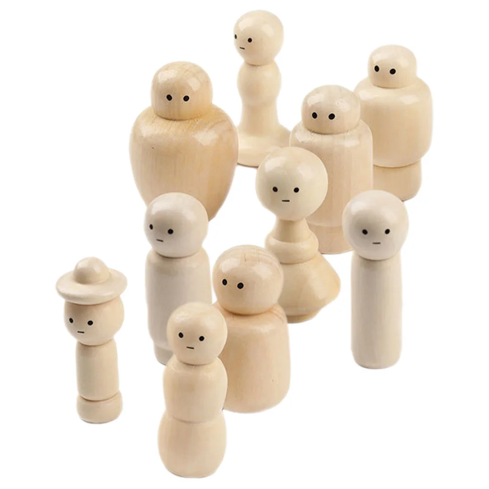 

Fake Eyes Wooden Set Unfinished Peg Figures Miniature Accessories Dolls Child