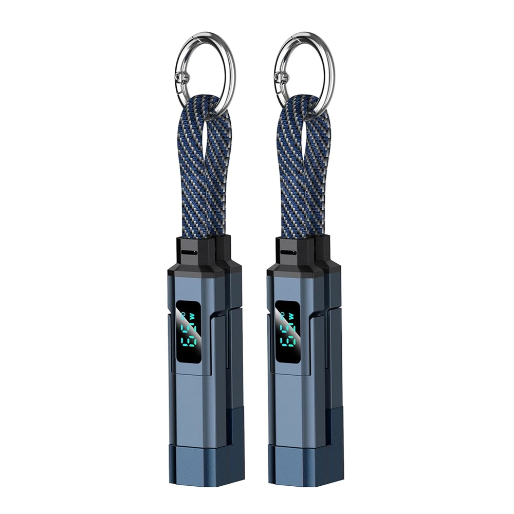 Aoifn 4-in-1 Ladekabel, Schlüsselanhänger USB-C Schnellladekabel mit LED-Leistungsanzeige, Tragbares Multikabel für Handy und Tablet