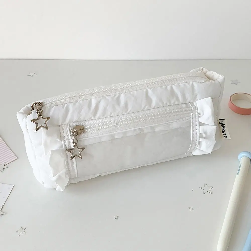 Transparent window Pencil Case Large Capacity multi-functional Pen Bag Badge Display Storage Stationery Storage Pouch