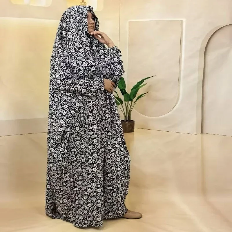 

Африканское Рамадан, арабское мусульманское женское скромное платье, элегантное Дубай, Абая, исламская церковная одежда с принтом, свободный однотонный халат из Турции 1