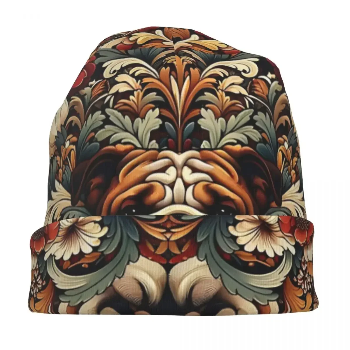 قبعات Bulldog In Floral للجنسين بونيه رفيعة مقاومة للرياح بطبقة مزدوجة للرجال والنساء #3