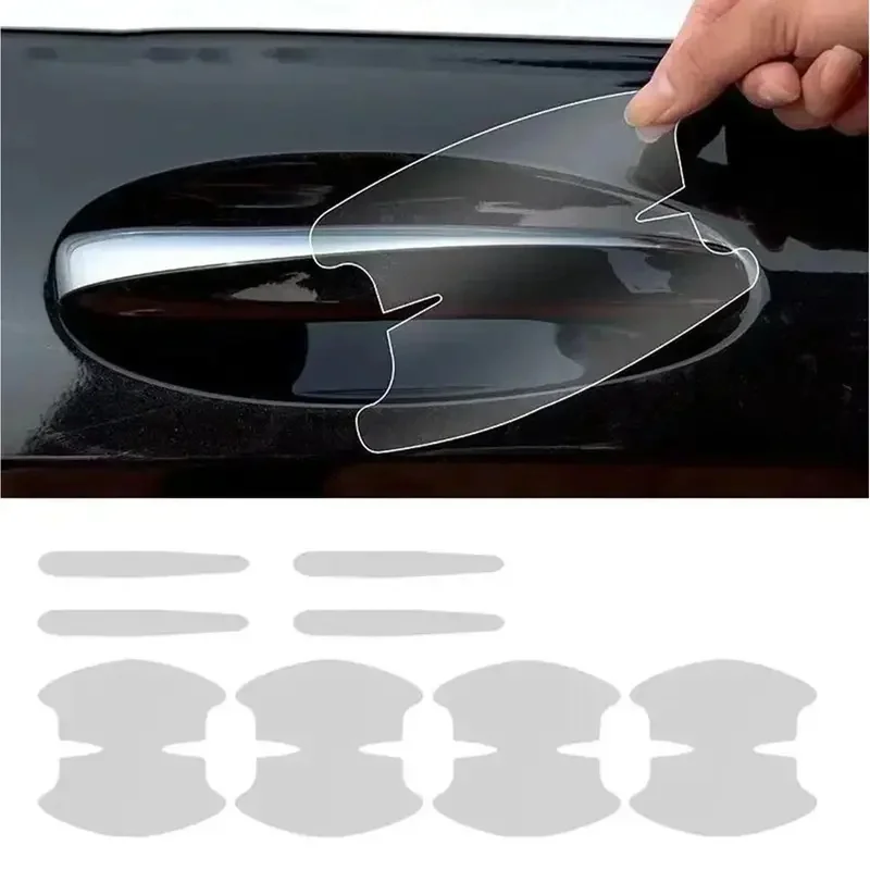 Car Door Handle Sticker 8 Pieces Transparent Invisible Decal Car Door Handle Scratch Protector Film for Automotive Vehicle SUV
