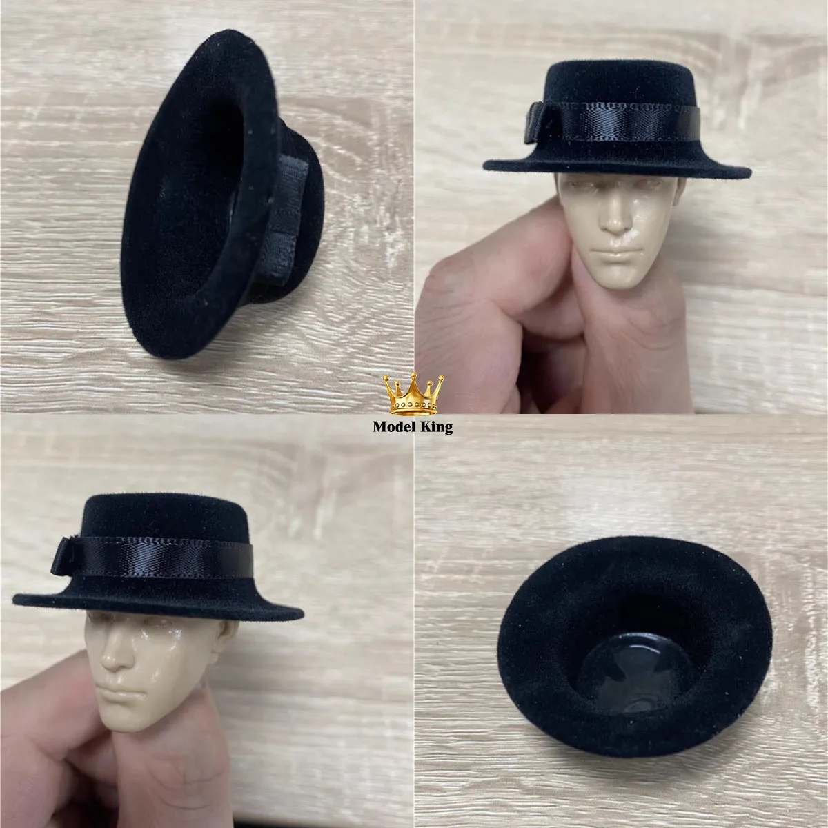 1/6 Fashionable Classic Retro Black Round Bimmed Hat Spy Western Cowboy Hat Top Hat Sunshade Hat For 12'' Action Figure Body