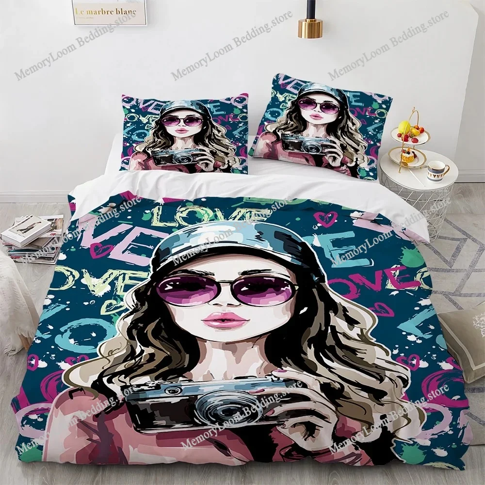 

African Girl King Queen Duvet Cover Retro Exotic Tribal Black Girl Pattern Bedding Set Africa Polyester Quilt Cover Pillowcase
