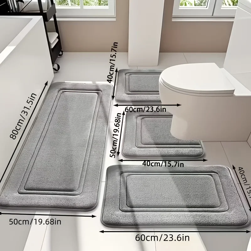 4Pc Circular Sponge Bathroom Mat. Super Soft. Water-Absorbent Floor Mat. 25D Thickened. Non-Slip. Machine Washable Luxurious Memory Foam. Bathroom Mat. Quick-Drying. Thickened. Bathroom Carpet. Soft and Comfortable Hom