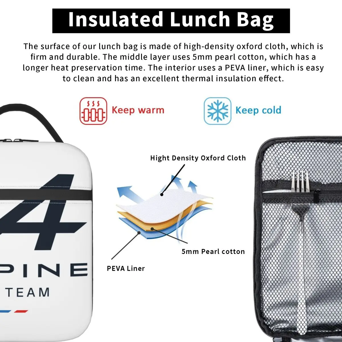 Insulated Lunch Bags Alpine F1 Team Merch Food Bag Multifunction Thermal Cooler Lunch Box For Men