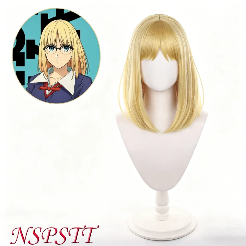NSPSTT Fate/Strange Fake Ayaka Sajyou 40CM Blonde Cosplay Wig Synthetic Hair Heat Resistant Anime Costume Wigs