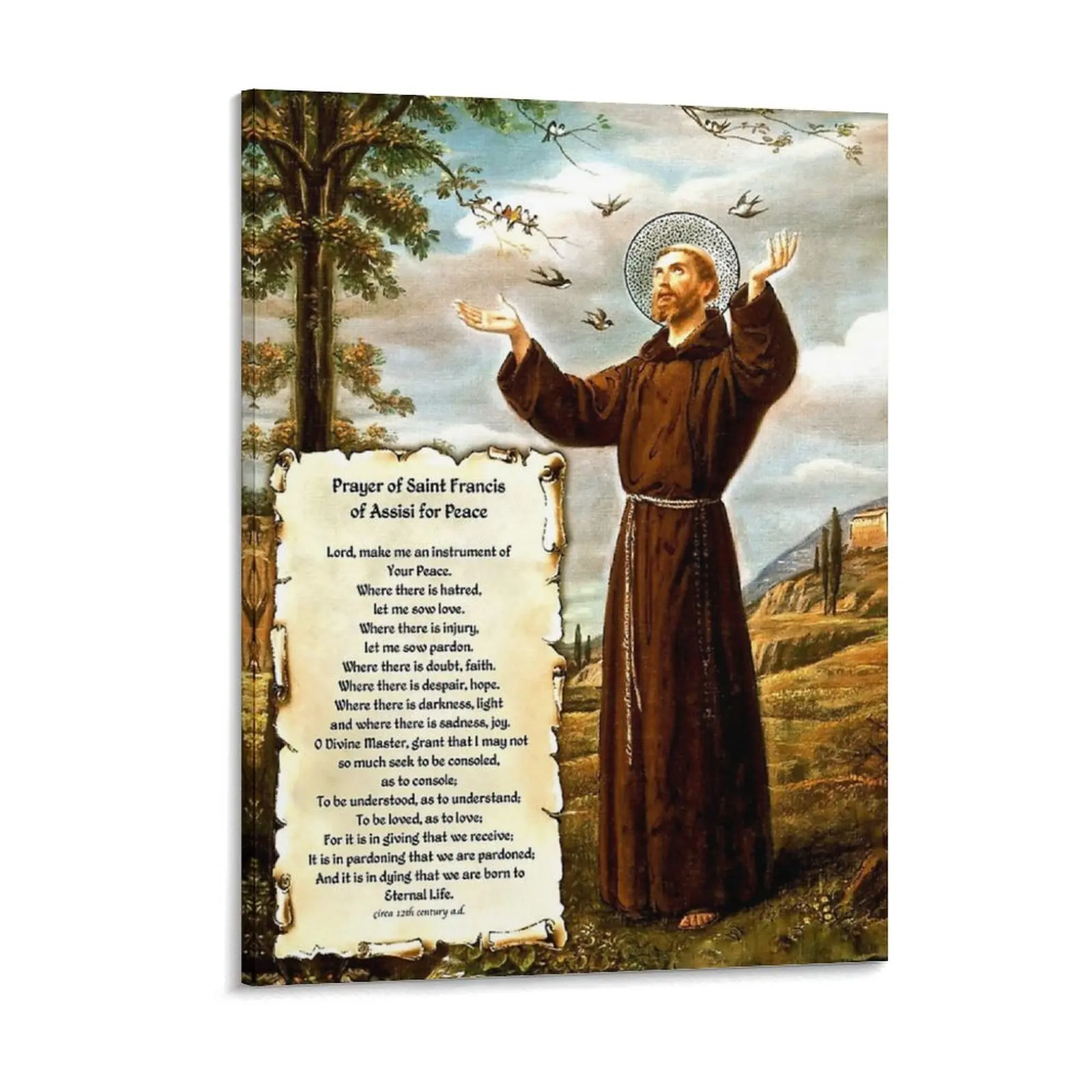 St Francis Of Assisi Preaching To The Animals Canvas Painting Painting Cinema Bar Customize Pub Framed Wall Paintings