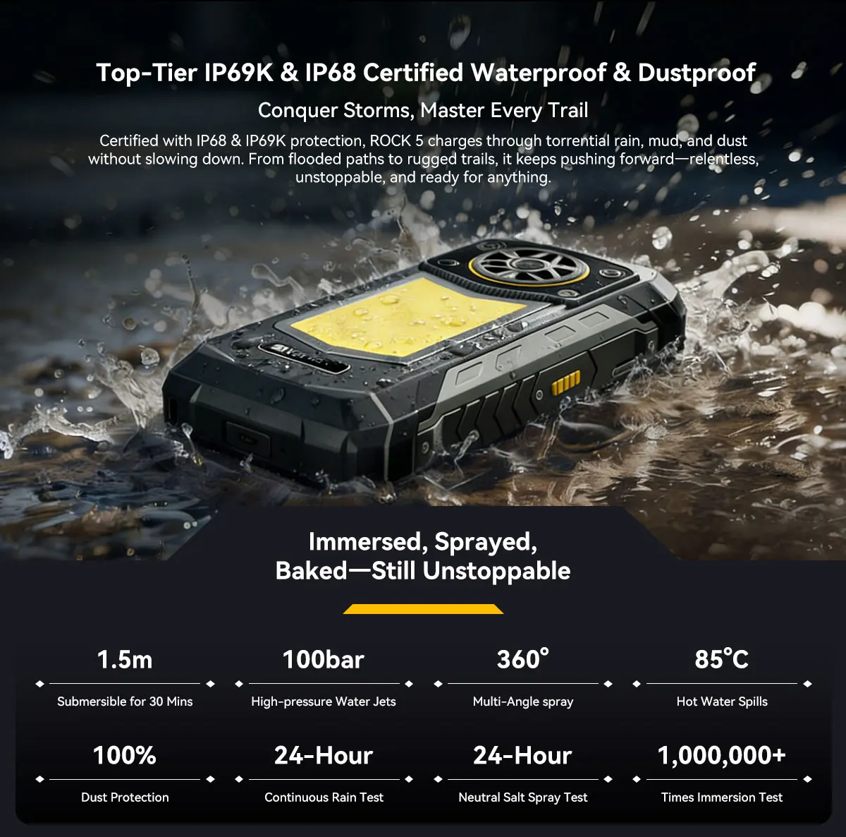 Global version Blackview ROCK 5 Rugged Smartphone Android 16 6.78'' 2.4K Display Camping Lantern 20000mAh 108MP NFC Mobile Phone