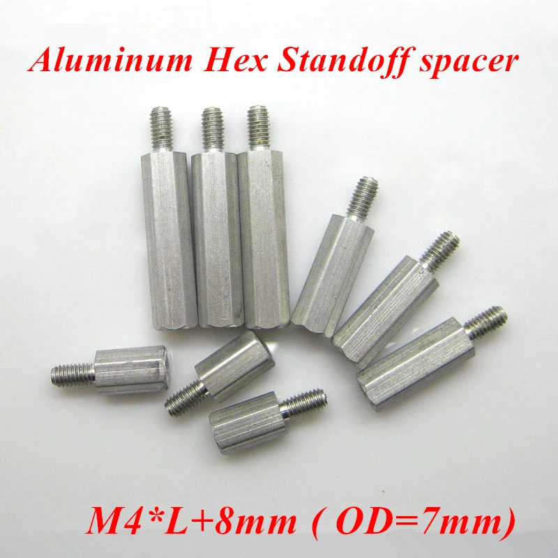 10pcs M4 Hex Aluminum Standoff Spacer For RC Parts aluminum Rods Screws Hex Aluminum Pillar M4*12/15/20/25/30/35/40/45/50+8m'm