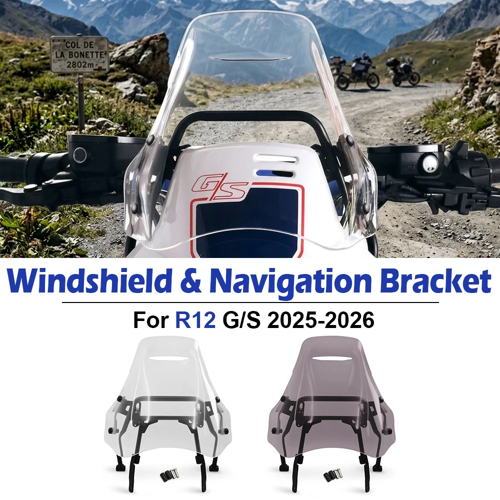For BMW R12G/S R12GS R12 G/S GS 2025-2026 Motorcycle Wind Deflector Windscreen Windshield GPS Mount Navigation Bracket Set Kits