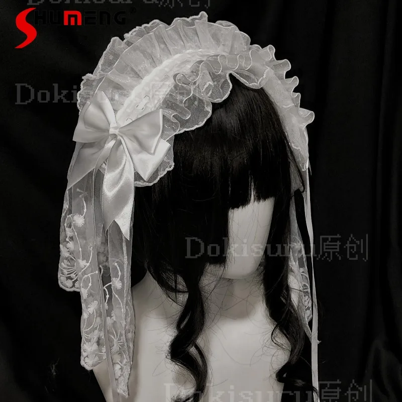 

Original New Hairband Apparel Accessories Japanese Lolita Halloween Headband Gothic Dark Black Style Lace Angel Hair Accessory