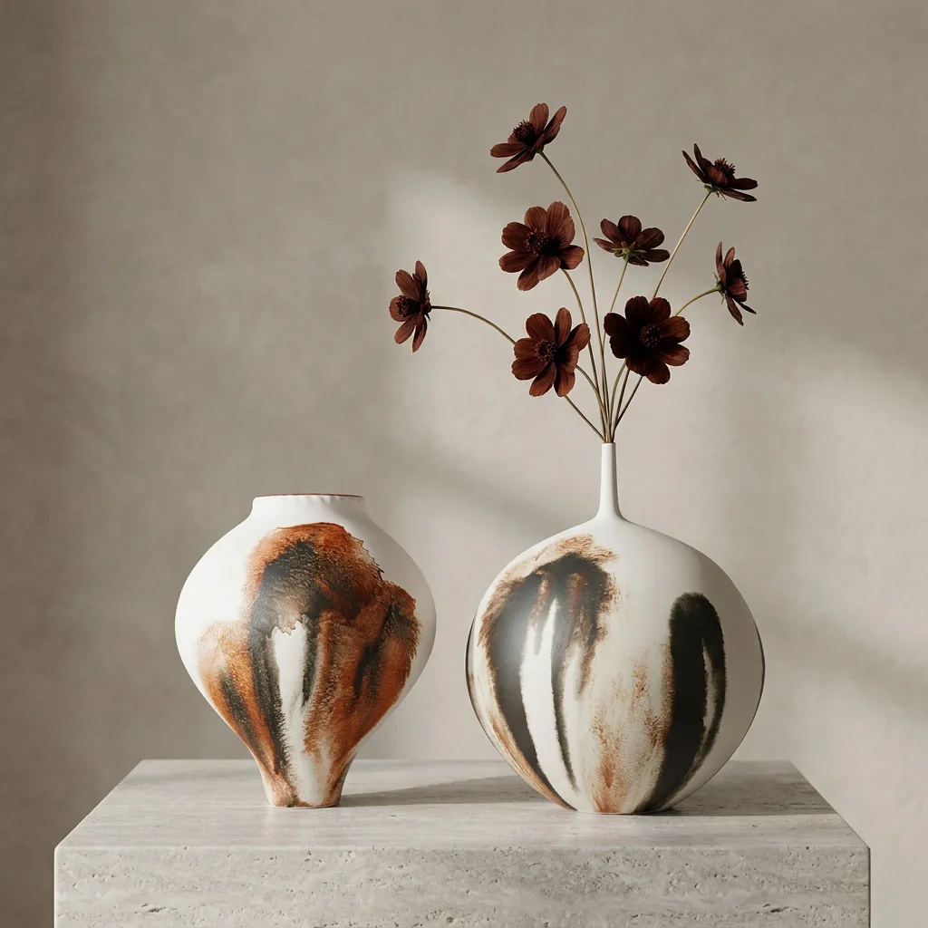 Soft packaging with ceramic vase, modern creative hand-painted color matching pattern decorative vase ornament