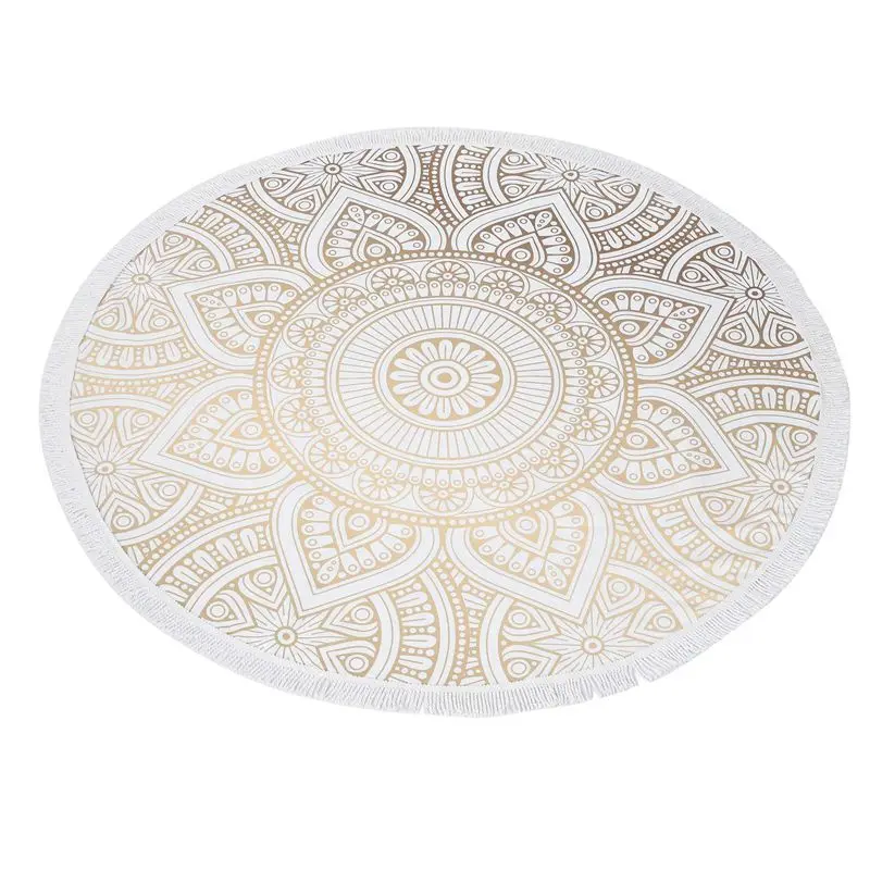 AB33-Round Microfiber Mandala Beach Towel Indian Hippie Boho Beach Towel With Tassels Oversized Wrap Blanket Travel Tapestry