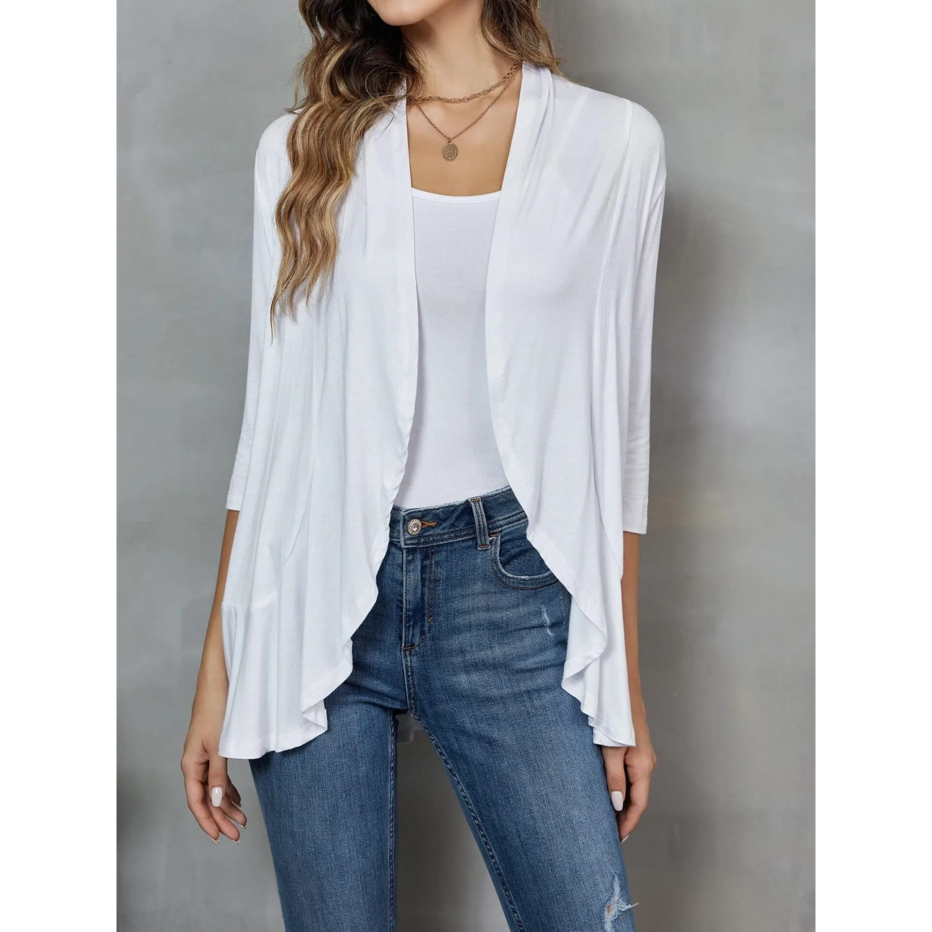 

Princess Sleeve Cardigan Women's Fashion Spring 2026 Asymmetrical Hemline Blouse Cross-Border Style Other Fabric Resistant to...