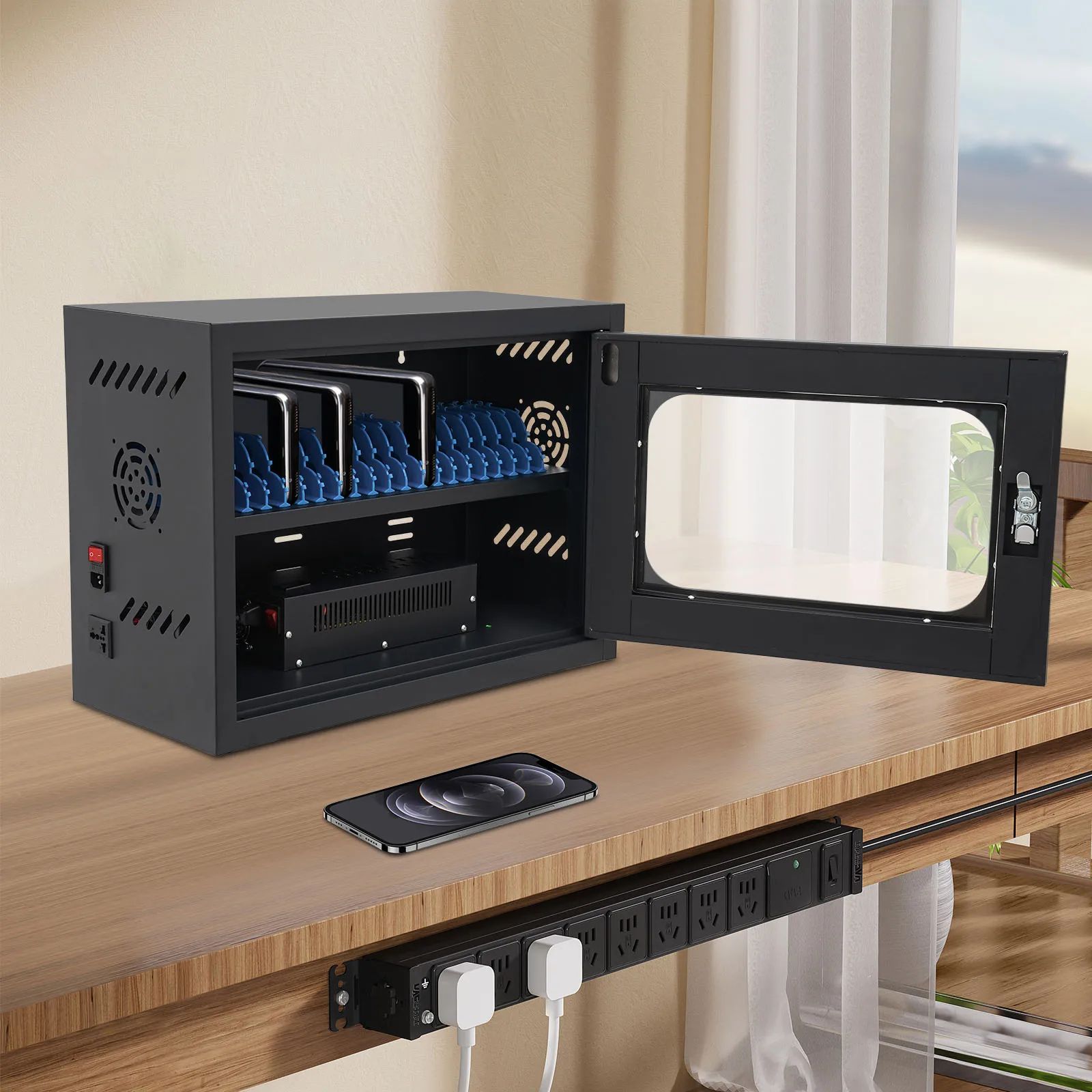 20-جهاز منضدية وخزانة شحن مثبتة على الحائط وأجهزة كمبيوتر لوحية ومحطة شحن للهاتف المحمول لاستخدام المستشفى المدرسية والمكتبية