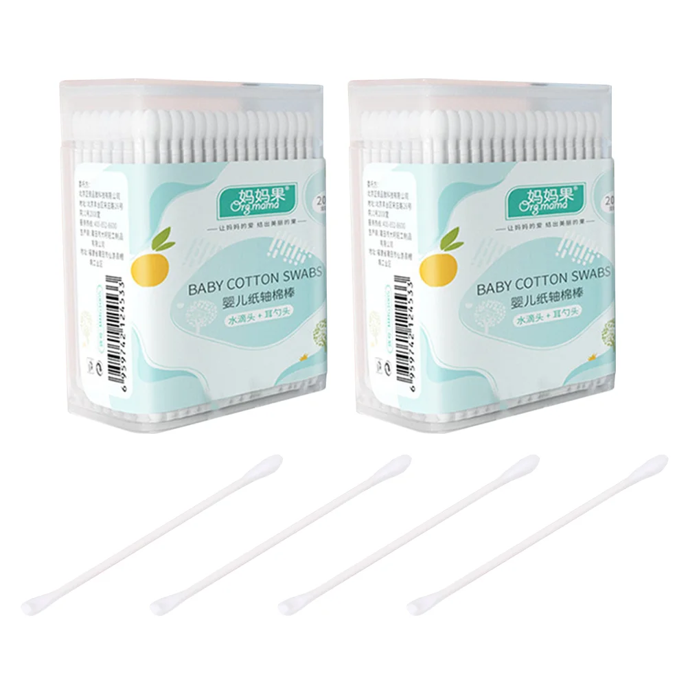 2 กล่องสําลี Swab Buds Swabs สําหรับเด็กทําความสะอาดหูมัลติฟังก์ชั่ Double-headed ทิ้ง Sticks