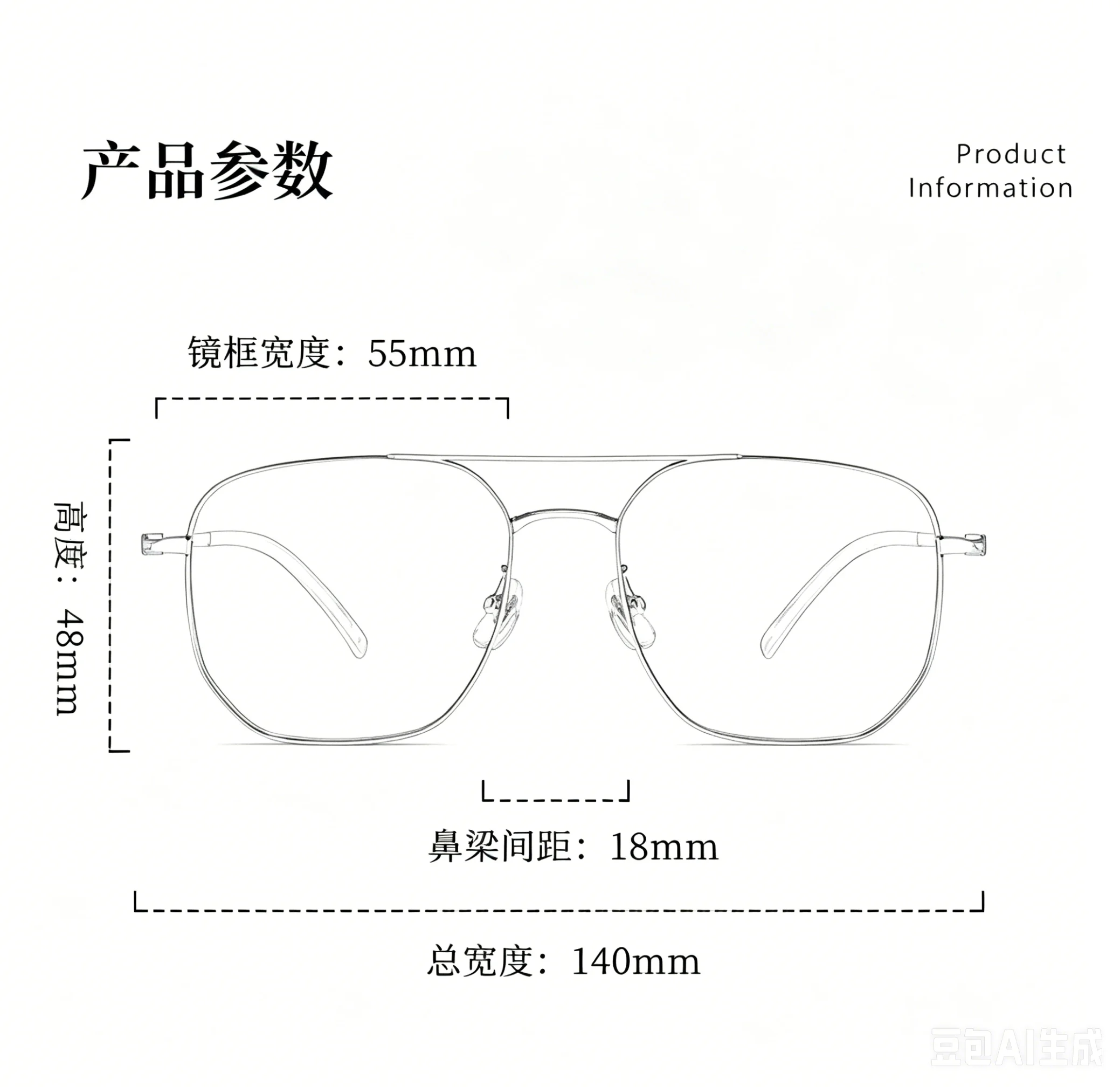 Polygonal large frame double beam titanium frame men's ultra light and fashionable myopia eyeglass frame retro prescription