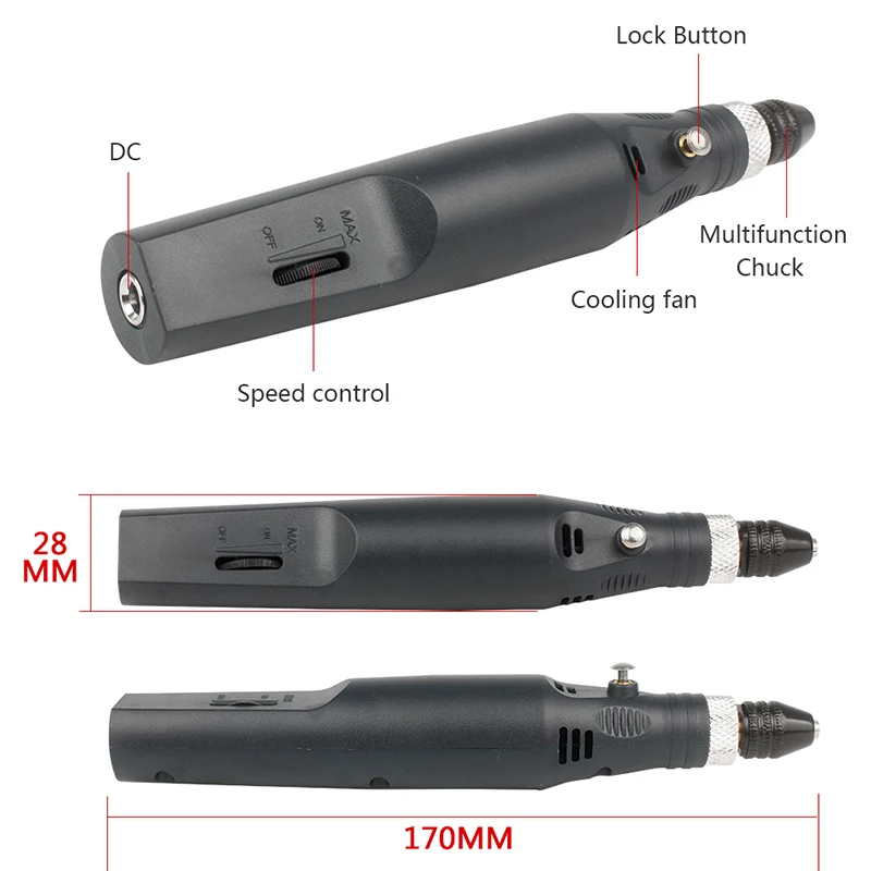 100V~240V Mini Electric Drill Pen Grinder Engraver Drilling Machine Power Tools Accessories Set Handheld Rotary Tool For Dremel