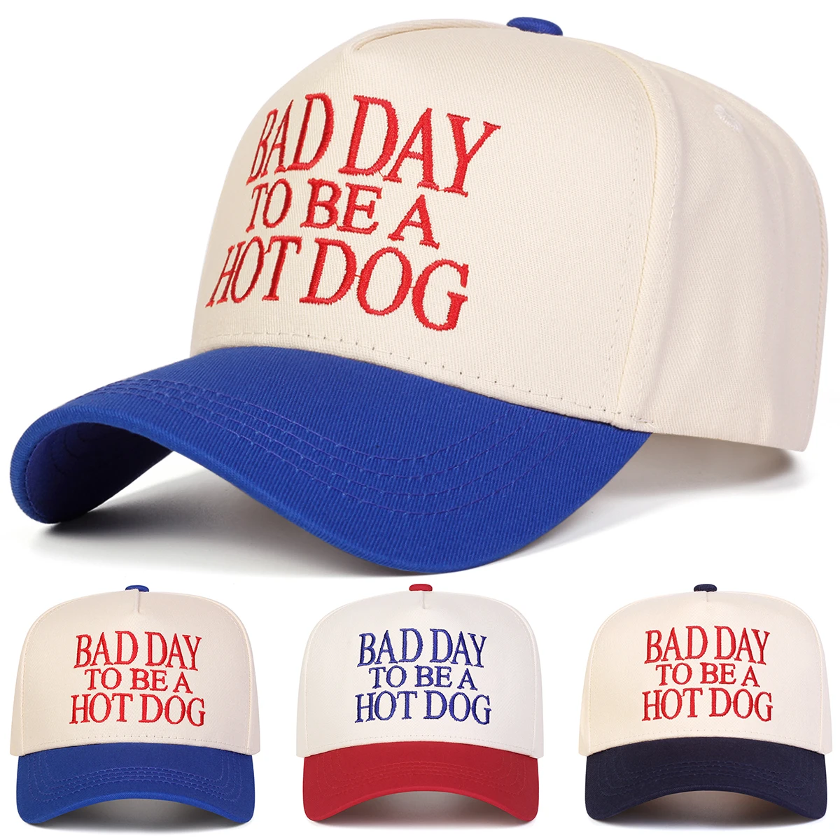 Unisex BAD DAY TO BE A HOT DOG Embroidery Baseball Caps Spring Autumn Outdoor Adjustable Casual Hats Sunscreen Hat Sports Cap