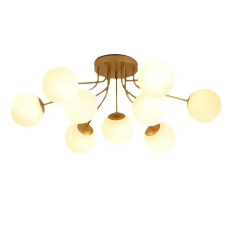Nordic Magic Bean LED Ceiling Lamp Milk White Glass Ball for Bedroom Living Corridor