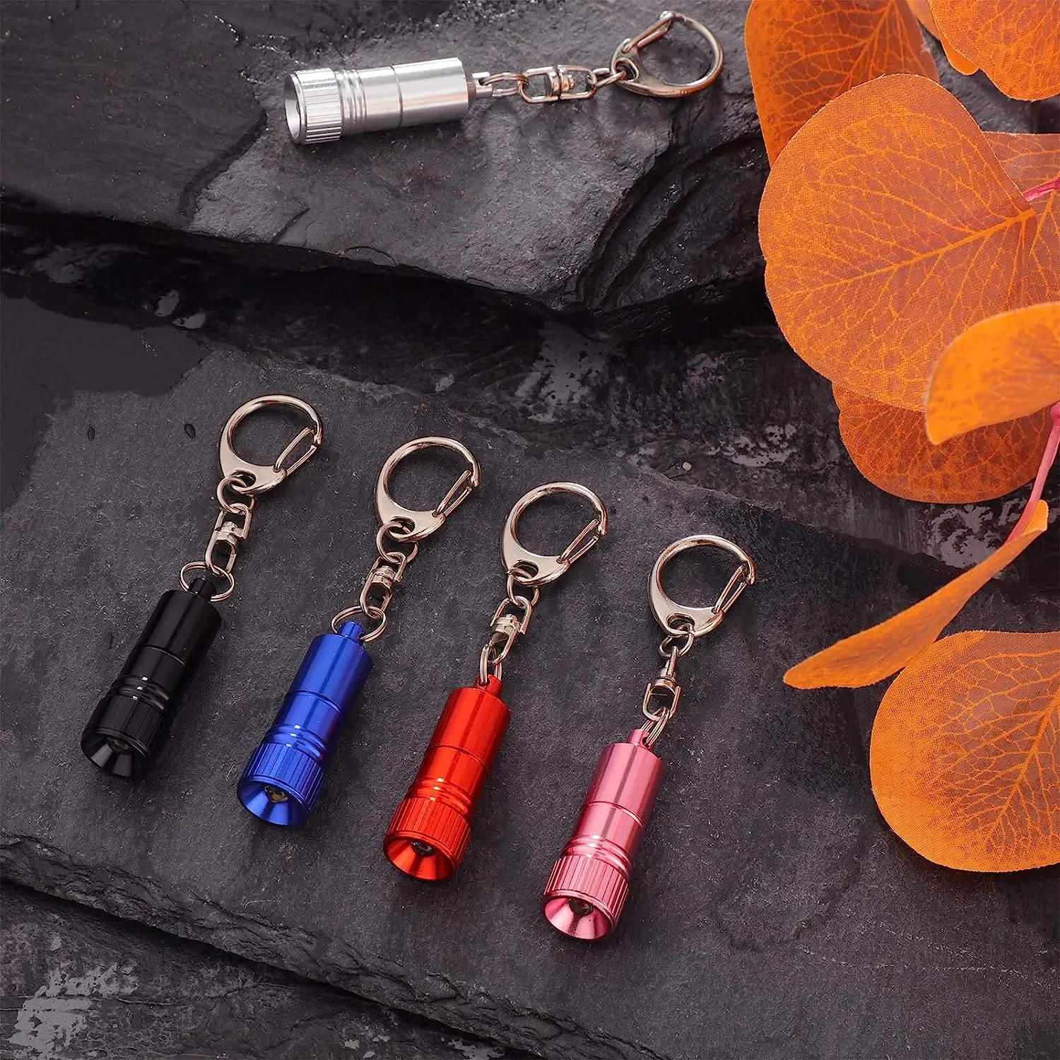 Mini Led Keychain Flashlight Portable Bright Pocket Key Ring Torch with Hook Self-defense Emergency Lamp with Button Battery