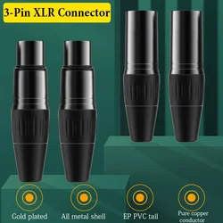 3-pin XLR Connector Pure Copper Gold Plated Male(Female) XLR Plug Balance Connector Microphone Audio Cable XLR Plug