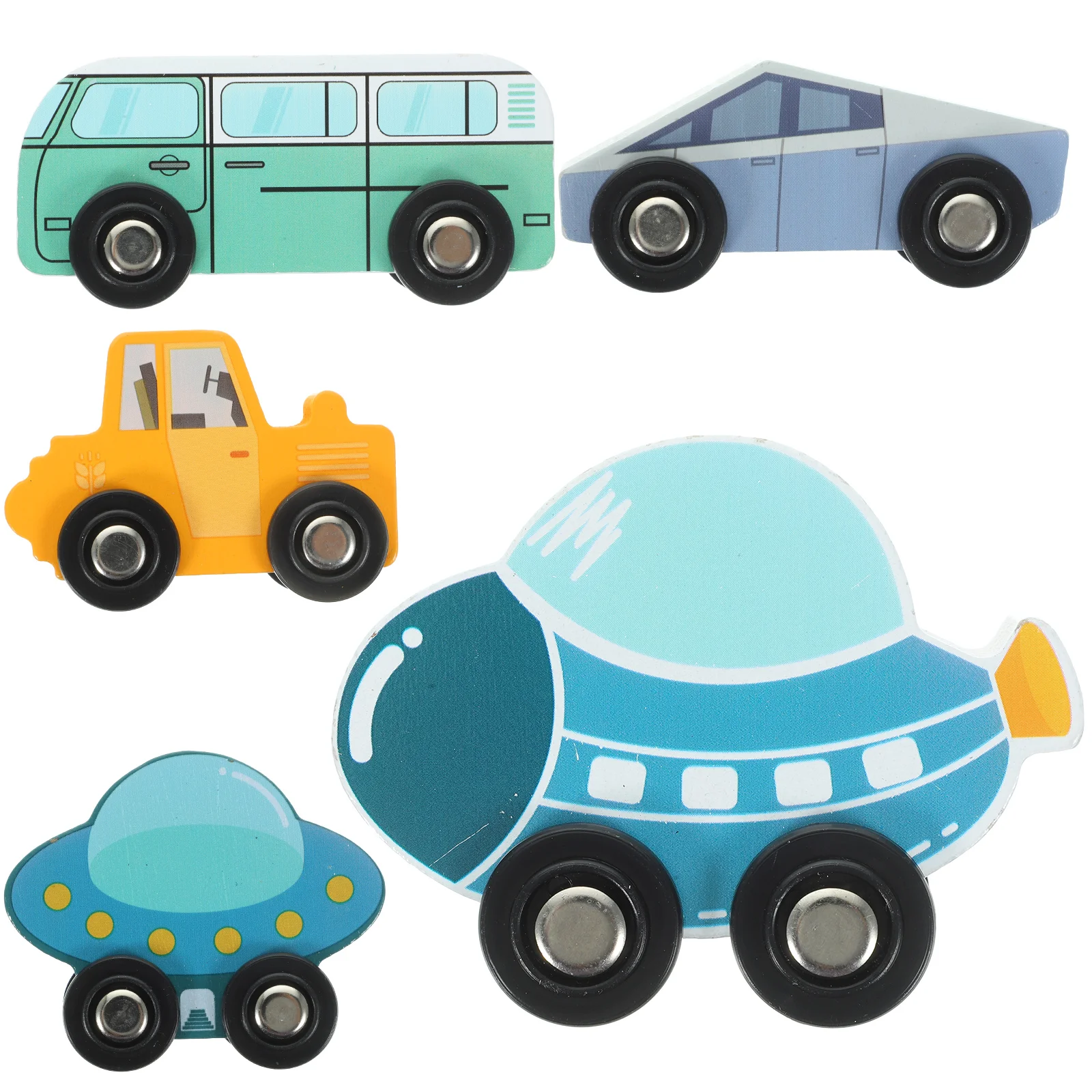 Coche de tren de madera para niños, juguete cognitivo de colores brillantes para educación temprana, juego de madera, tren de juguete, 5 uds.