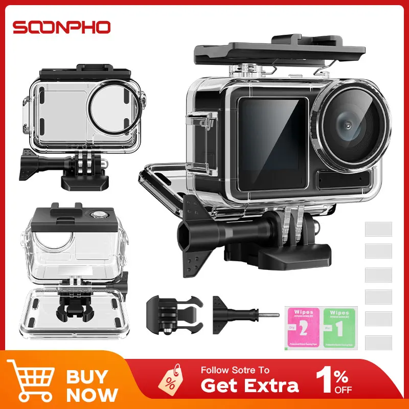 

SOONPHO DJI Osmo Action 6 Waterproof Shell, 70m Underwater Diving Waterproof Case Set, Diving Sports Camera Accessories