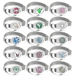 28mm High Quality Multiple Patterns Aromatherapy Bracelet Stainless Steel Essential Oil Diffuser Watch Wristband Bangles Jewelry