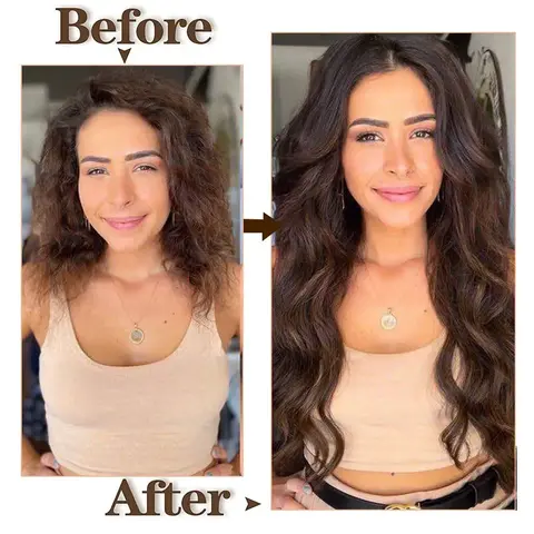 Clip-in hårförlängningar Äkta hårfärg #4 Chokladbrunt Clip-in hårförlängningar 8 st Naturlig svart färg 24 tum 6 best sales bruna hårförlängningar - №1