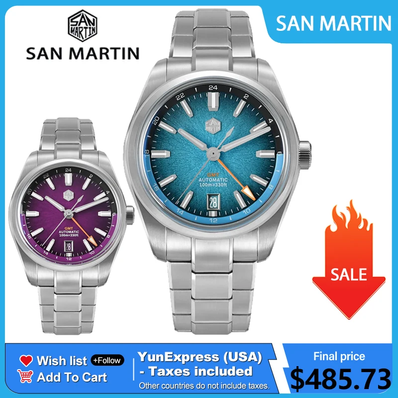 New San Martin SN0144 39mm Watch Enamel JianZhan GMT Miyota 9075 Automatic Mechanical Luxury Gada Men Dive Watch Chinese Style
