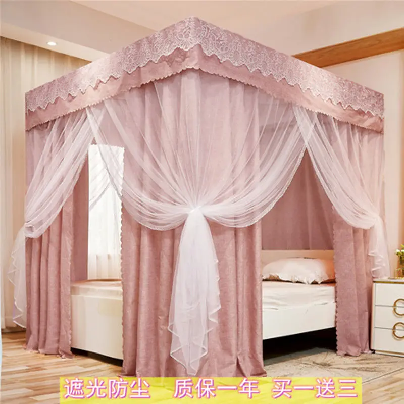 Princess Style Bed Curtain Home Bedroom Dustproof Top Light Blocking Dustproof Windproof