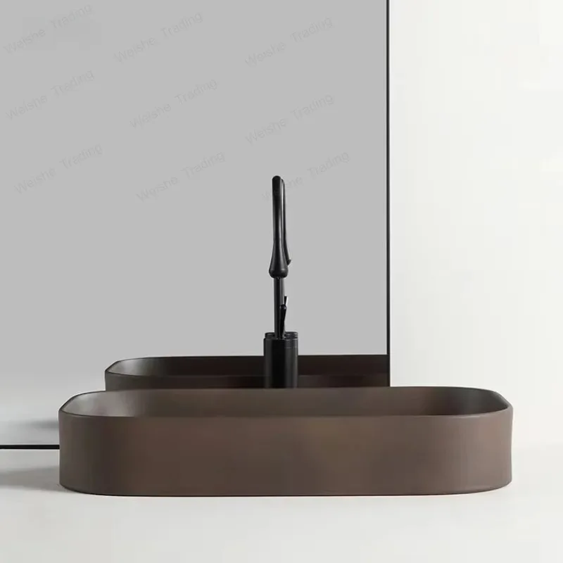 Home Bathroom Sink Personalized Above Counter Basins Bathroom Fixture Ceramic Basin Balcony Home Square Sinks