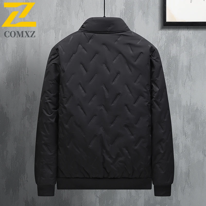 Men's Parka Coat Winter Warm Fleece Lined Stand Collar Business Casual Light Luxury Padding Coat Outdoor Travel Ski Bread Jacket
