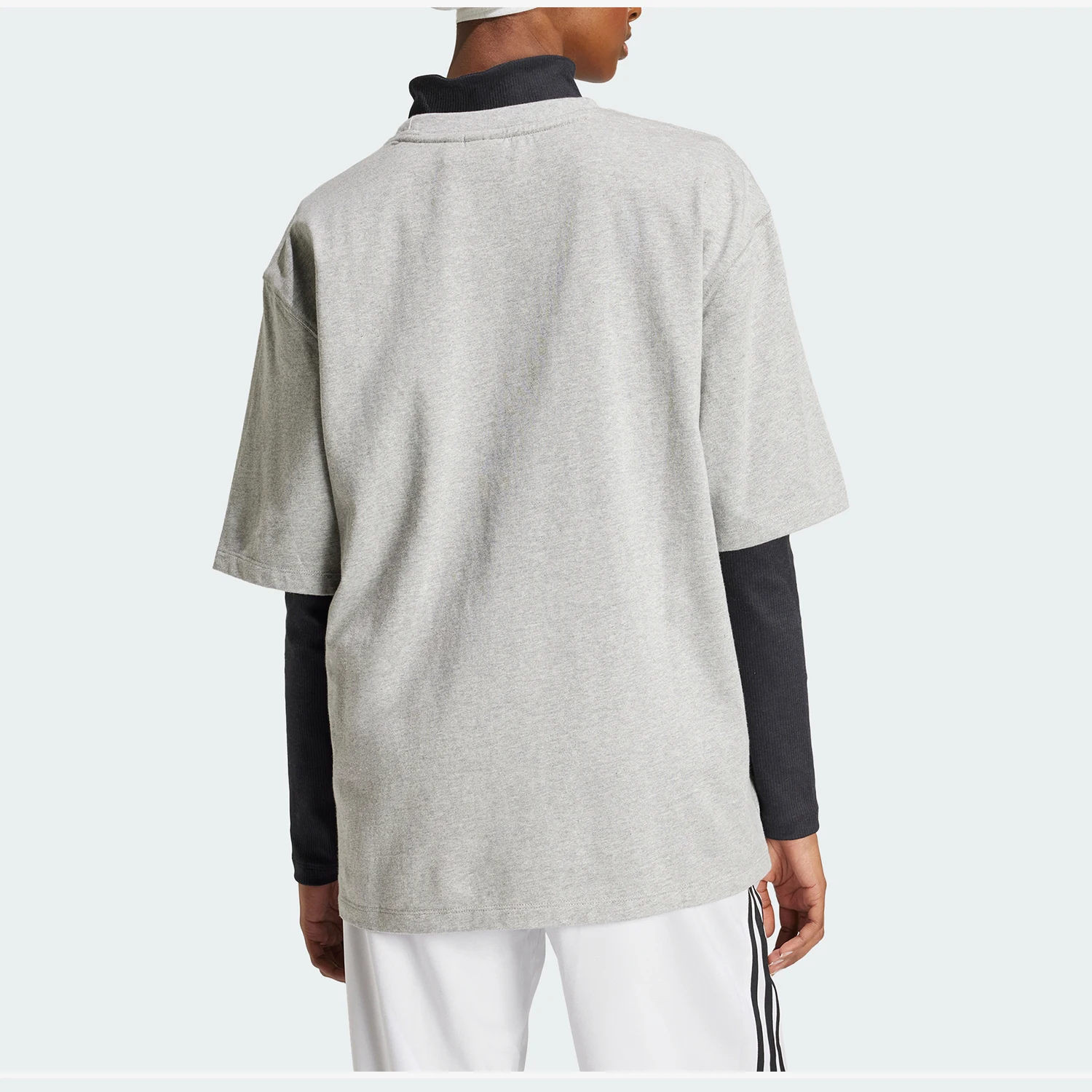 Adidas genuine clover new women's gray small logo short sleeved T-shirt IY7324