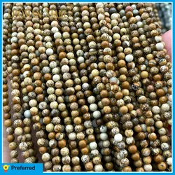 Natural Stone Beads Picture Jasper Loose Round Space Bead for Jewelry Making Diy Beadwork Bracelet Earrings Accessories 3-12MM