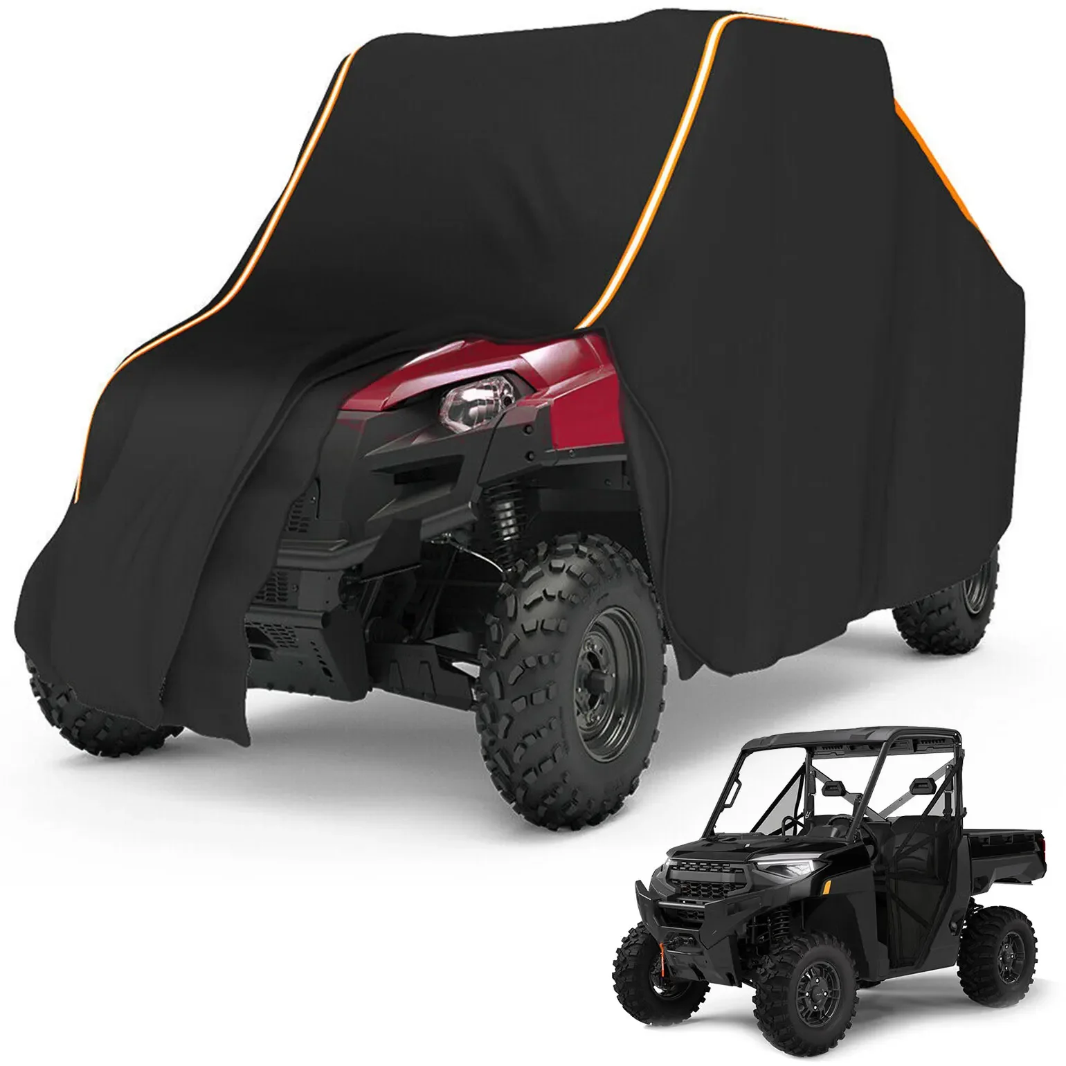 UTV Black Waterproof Utility Vehicle Storage Cover Side-by-Side SxS Compatible with Polaris Ranger 570 900 S 1000 RZR 900 Models