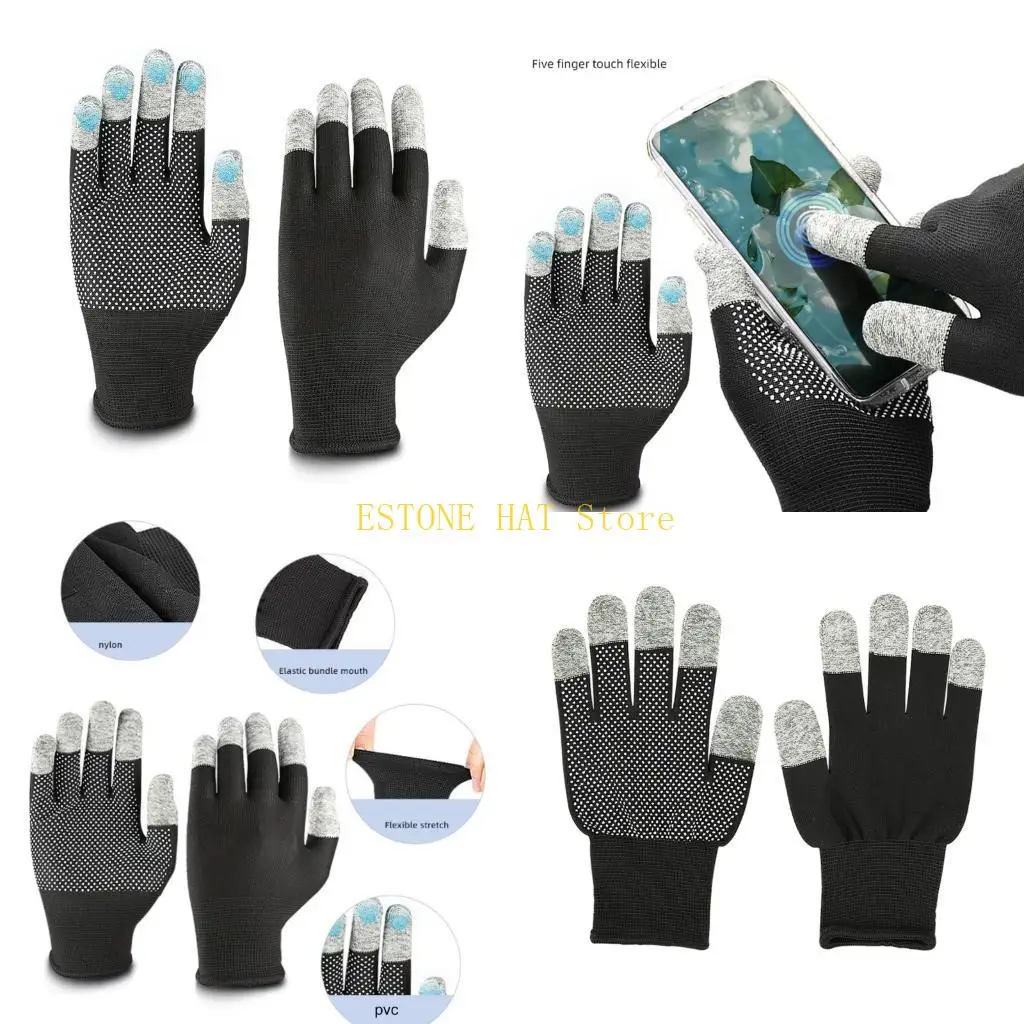 49MF Full Finger Capacitive Touch Gloves Nonslip Surfaces for Driving and Fitness