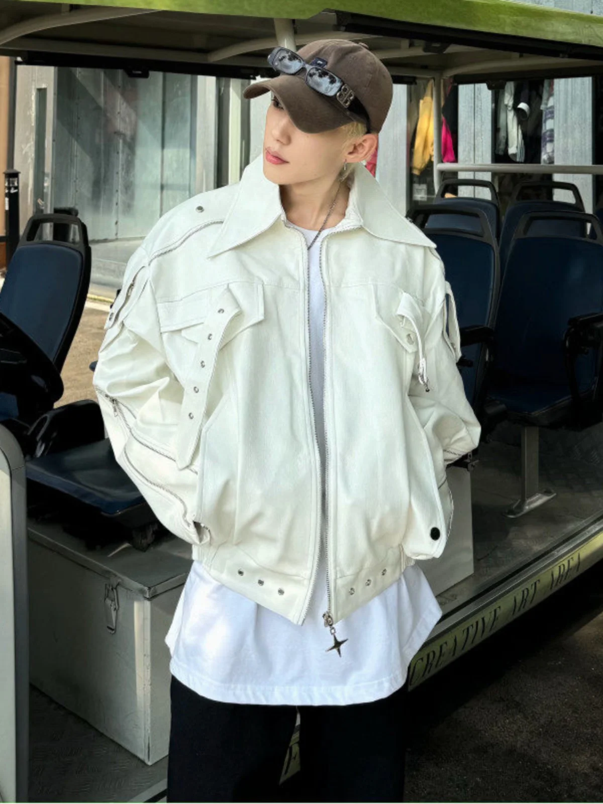 

Мужская рабочая куртка из искусственной кожи в американском уличном стиле, байкерская куртка, весенне-осенняя модель, модный бренд в уличном стиле