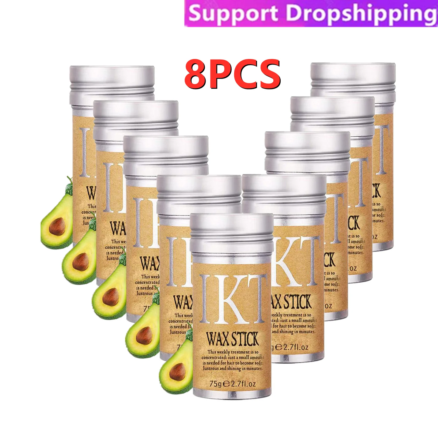 

8PCS IKT 75g Strong Hold Hair Wax Stick For Hair Styling Wig Knots Healer Gel Stick Thin Baby Hair Perfect Line