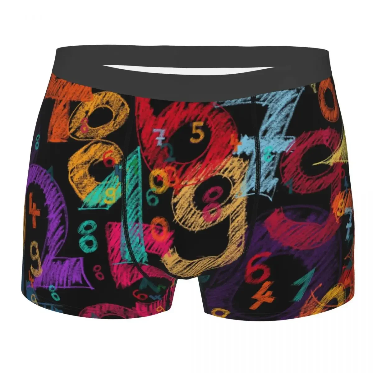 Doodle Colorful Numbers Men Boxer Briefs Underwear Pattern Texture Painting Highly Breathable Top Quality Sexy Shorts Gift Idea