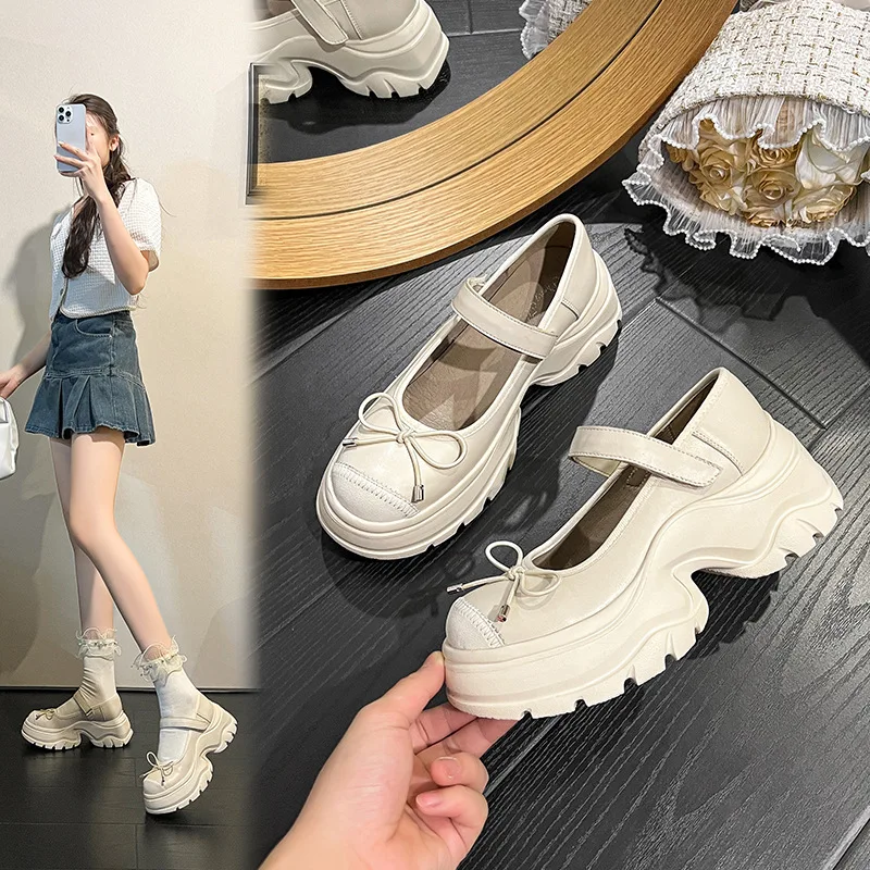 

Женские туфли Мэри Джейн на платформе Idol с бантиком, 2021, туфли на липучке