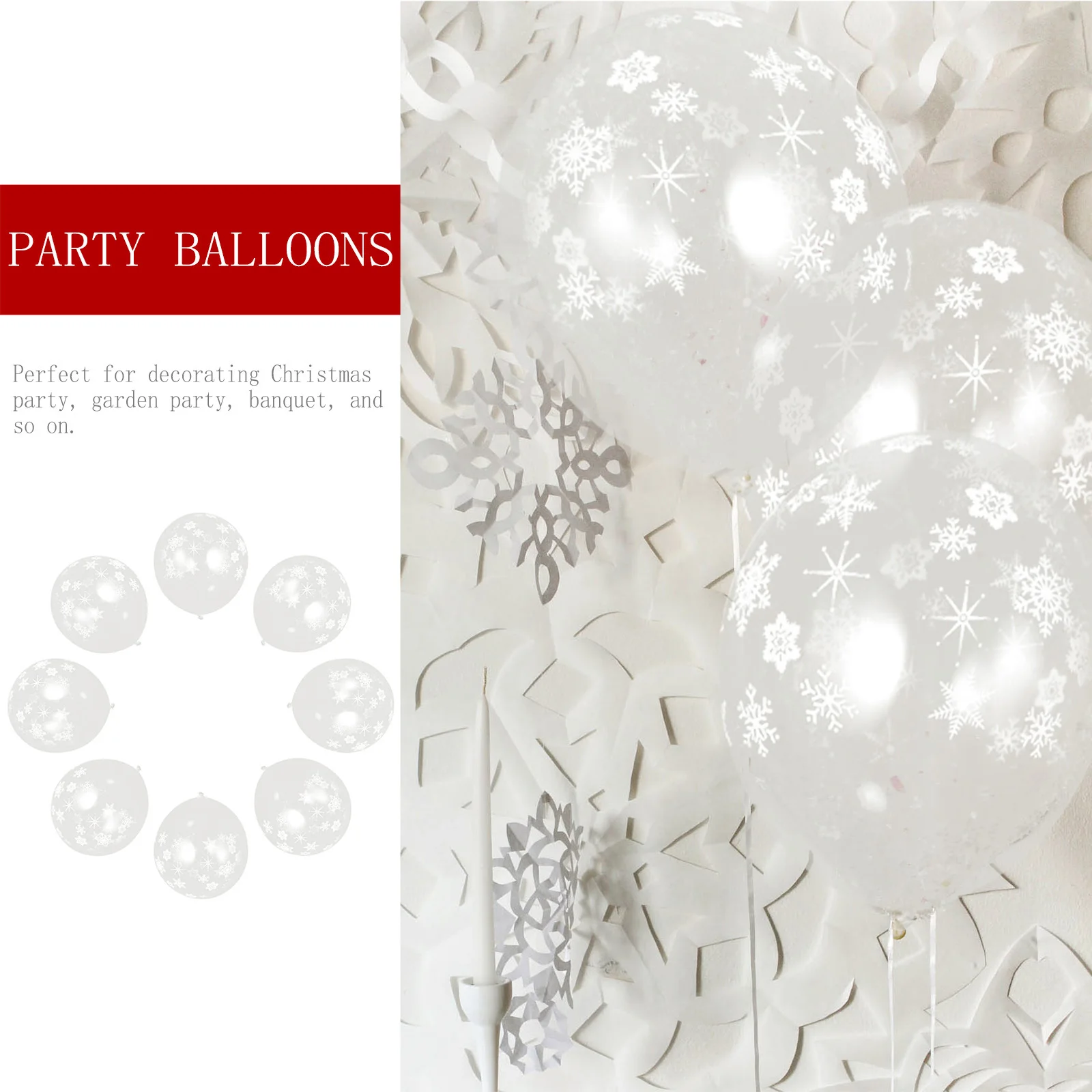 

100Pcs Thick Latex Balloons 12 Inches Snowflakes Pattern Christmas Decoration Party Decor Festival Birthday Xmas Balloons