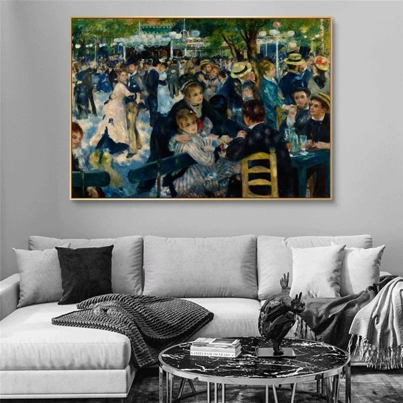 Renoir-Dance at Le moulin de la Galette Canvas Paintings Impressionist Famous Wall Art Posters And Prints Wall Pictures Cuadros