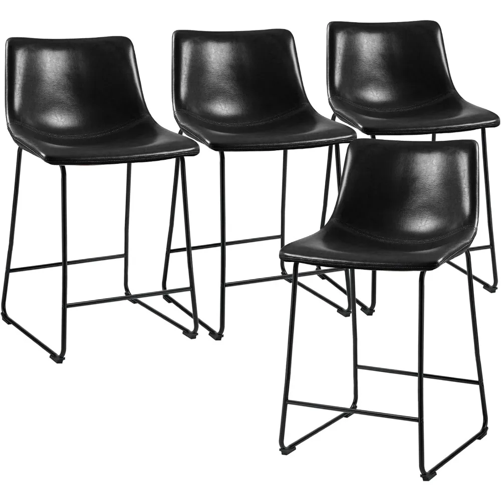 

Counter Height Bar Stools Set of 4,26 inch Barstools with Back,Faux Leather Counter Stools for Kitchen Island,Modern Bar Chairs
