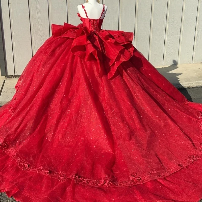 Lorencia Rode Baljurk Quinceanera Jurk 2024 Kant Applique Kralen Prinses Vestidos De 15 Jaar Verjaardag Sweet 16 Jurk YQD499