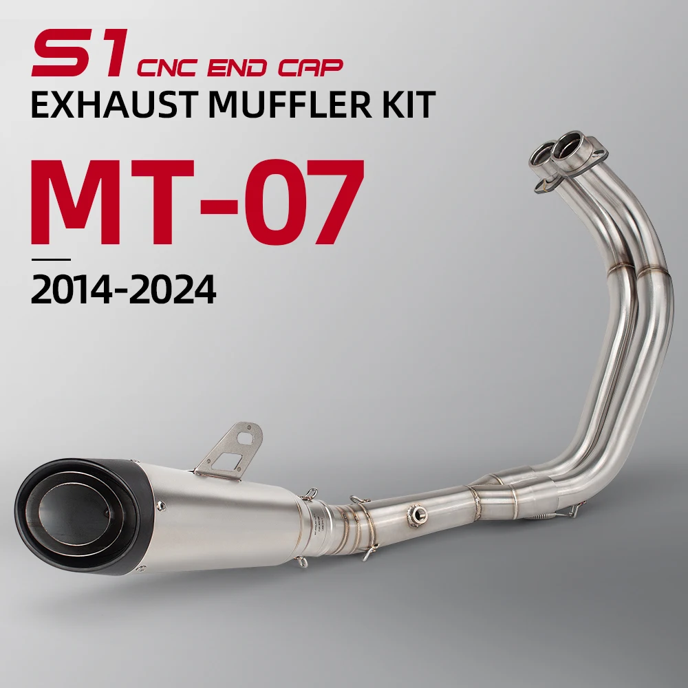 

For YAMAHA MT07 FZ07 xsr700 2014-2024 Motorcycle Exhaust Full System Escape Modified Header Front Link Pipe Three-layer Muffler